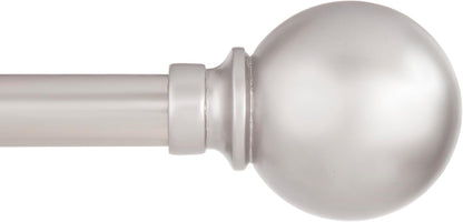 Kenney KN80102 Mercer Ball End Standard Decorative Window Curtain Rod, 36-66" Adjustable Length, Brushed Nickel Finish