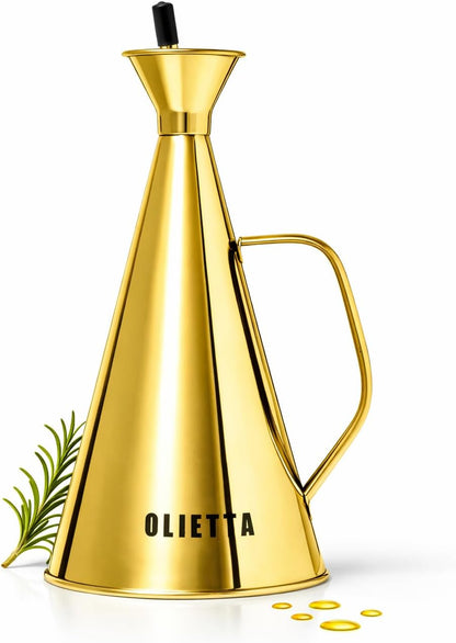 17 oz 500ML 0.5 Olietta Olive Oil Dispenser Bottle Gold Stainless Steel Non Drip Leak Proof No Mess Vinegar Pourer