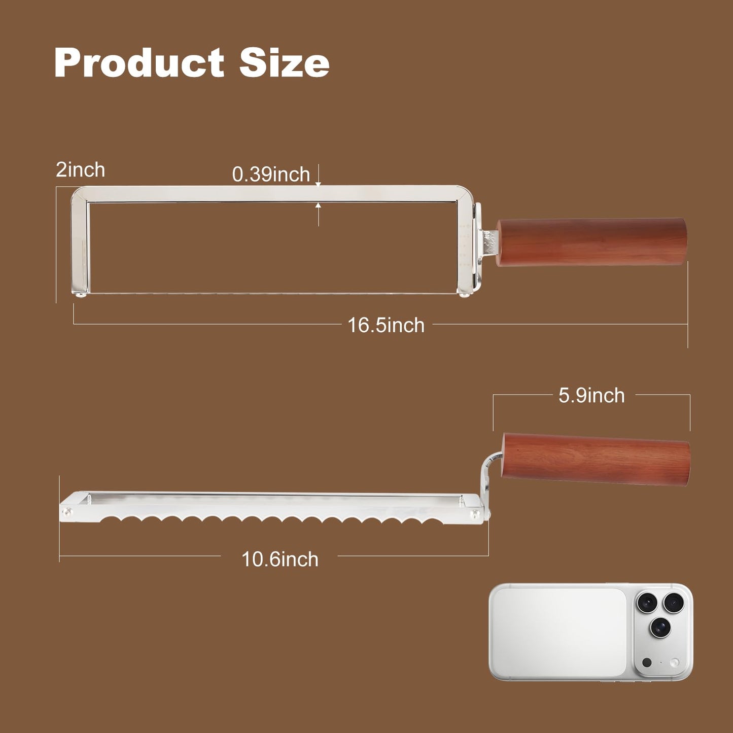 DIAFA Sourdough Bread Slicer for Homemade Bread, Stainless Steel Serrated Bread Knife with Wooden Handle and 6 Precise Scale Markings, Manual Bread Slicer Cutter, Bread Bow Knife