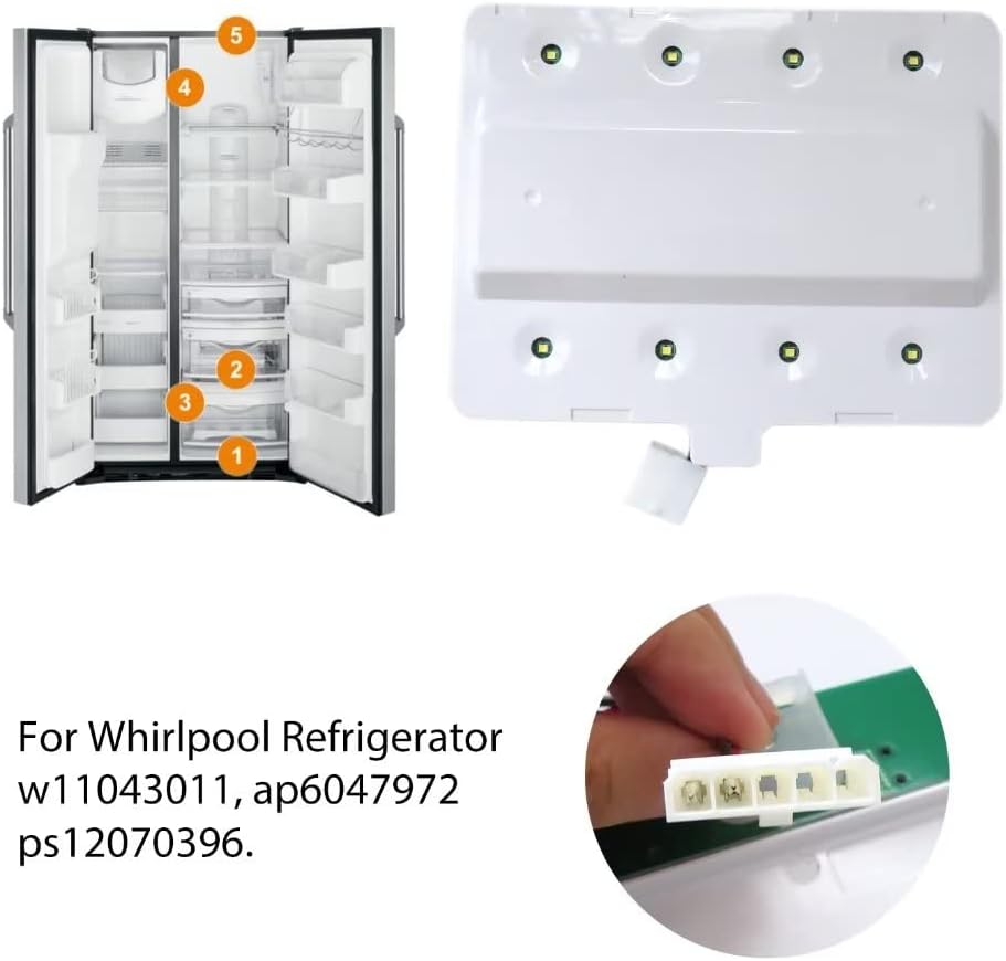 W11043011 LED Light Module for Whirlpool Kenmore Maytag Fridge, Replace W10866538 PS12070396