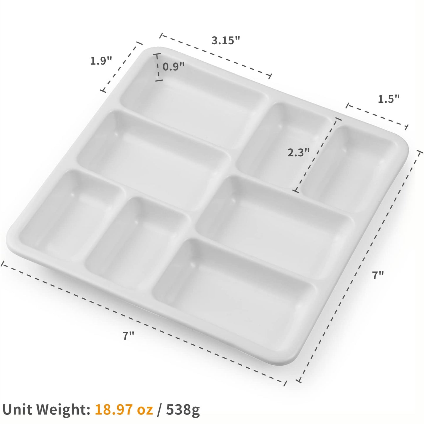 MEEDEN 8-Well Ceramic Artist Paint Palette, Square Porcelain Watercolor Palette, White Ceramic Mixing Tray for Gouache Painting, Oil Painting, Acrylic Painting & Tempera Painting, 7"× 7"× 0.9"