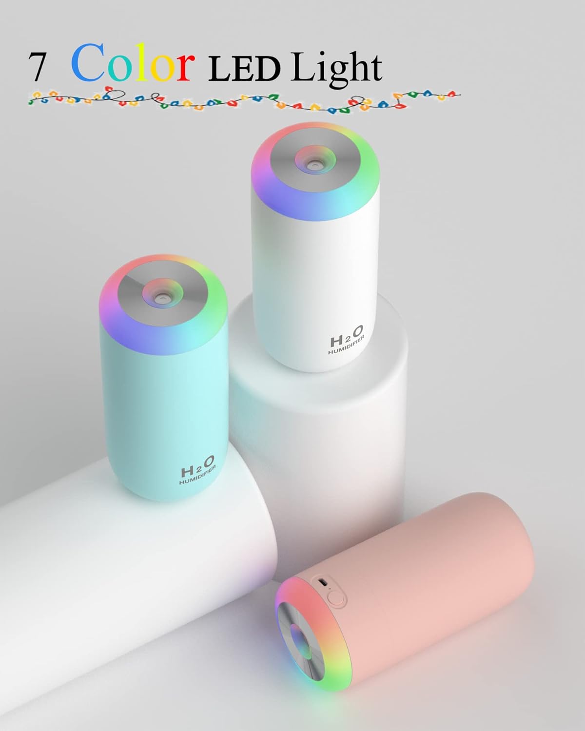 Plant Humidifier, 350ml USB Mini Humidifier for Plants, Small Humidifier with Night Light, Cool Mist for Indoor Use