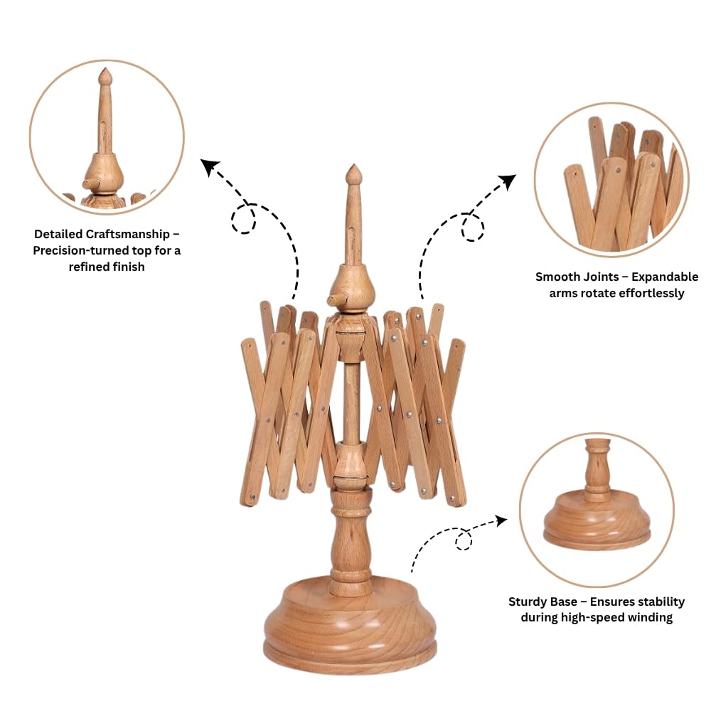 Handcrafted Jumbo Rosewood Yarn Winder & Swift Set – Large Capacity Wooden Ball Winder for Knitting & Crocheting, Heavy Duty Tabletop Yarn Swift and Ball Winder