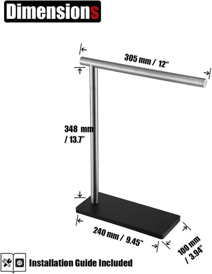 JQK Hand Towel Holder Stand, Brushed Stainless Steel Free Standing Rack with 12 Inch Bar