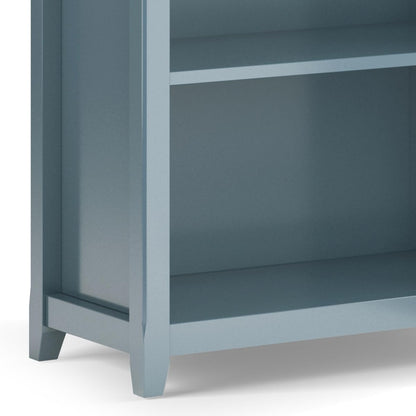 SIMPLIHOME Amherst Bookcase - 70 inch Tall 5-Shelf Solid Wood Bookshelf in French Blue, Transitional Storage for Living Room, Study Room or Office with Adjustable Shelves and Tapered Legs
