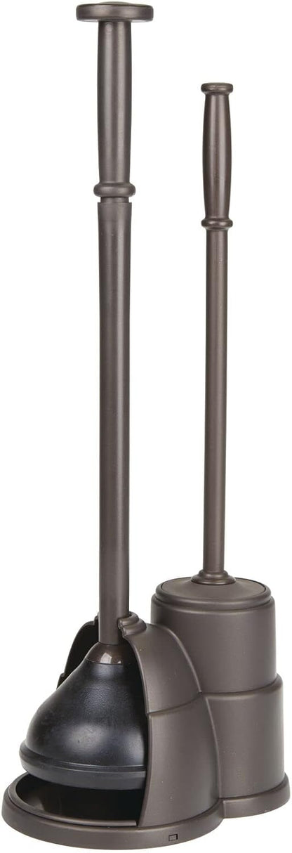 Set Set mDesign Plunger and Brush for Toilet Bowl - Hidden, Modern Toilet Brush and Plunger with Caddy - Brush Cleaner