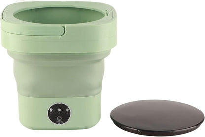 Foldable Portable Washing Machine, Mini Washer 6.5L Large Capacity, Soft Spin Drying, Green, for Home, Camping,