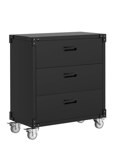 3-Drawer Rolling Tool Cabinet, Heavy Duty Metal Storage Cabinet on Wheels, Mobile Tool Chest Cart for Garage, Workshop, Warehouse, Office, Basement, Black, 31.5"W x 16.5"D x 35.4"H, Assembly Required
