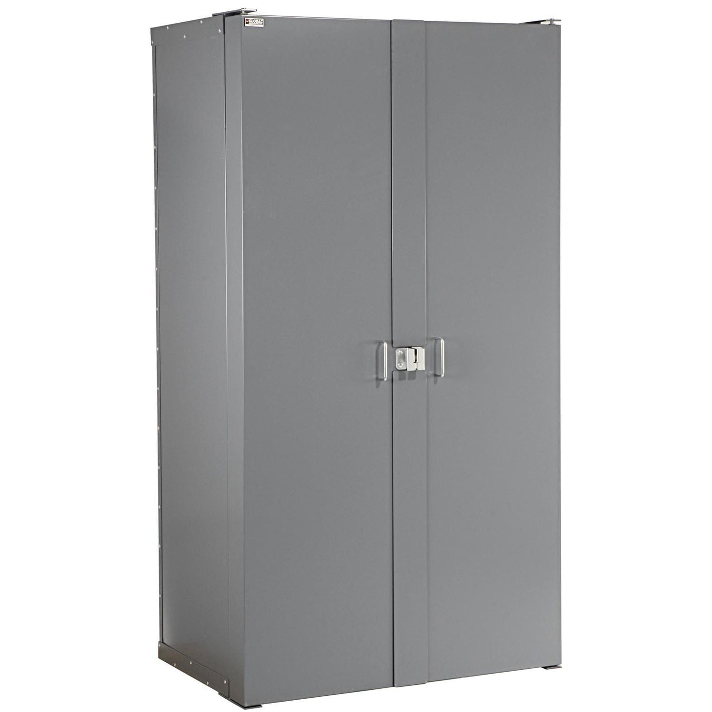 Global Industrial Storage Cabinet with Interior Shelving and Deep Pocket Door, 38" W x 24" D x 72" H, Gray, for Tool and Parts Storage, Assembly Required