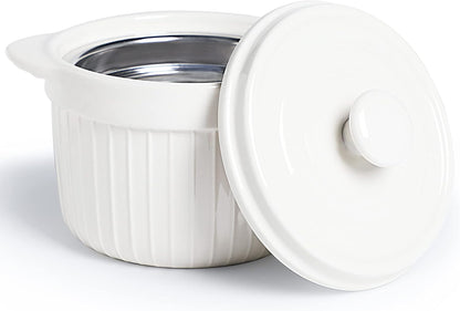 17oz, ONTUBE Ceramic Bacon Grease Container Keeper with Strainer, Frying Oil Storage Can White