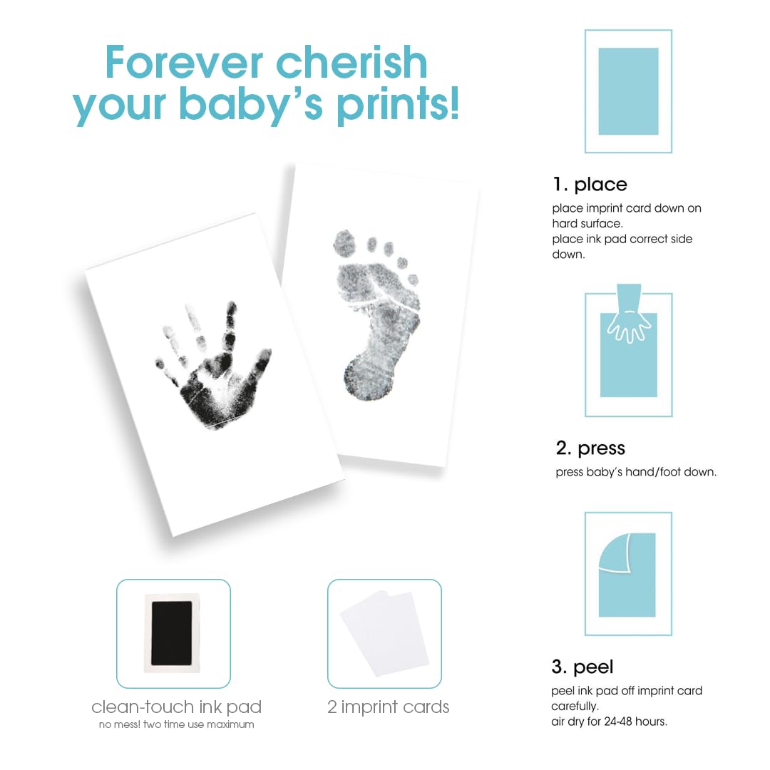 Pearhead Baby Memory Book, First 5 Years Baby Milestone Book, Pregnancy Journal, Gender Neutral Newborn Keepsake, With Clean-Touch Ink Pad For Baby's Handprint or Footprint, Pink Chevron