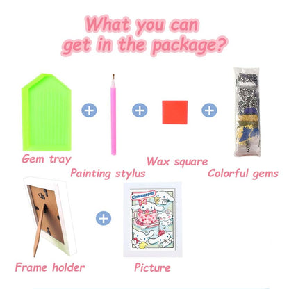Akutoer Cute Cartoon Diamond Drawing Kits, Kawaii Painting with Diamonds, Gem Arts & Crafts, DIY Paint Supplies with Frames for Home Decor(Cinno)