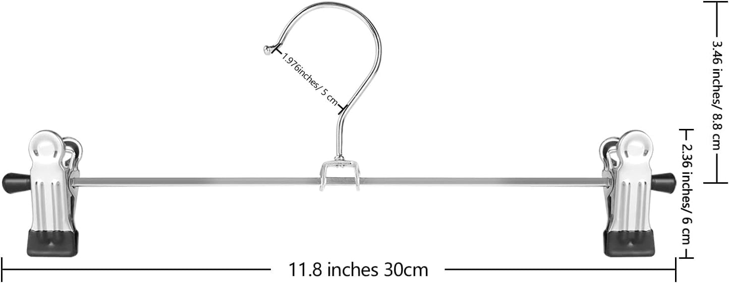 NORTHERN BROTHERS Pants Hangers, 12 Pack Skirt Hangers with Clips for Men Women Kids Clothes