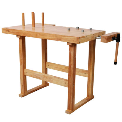 Heavy Duty Woodworking Bench with Adjustable Handle, 40 Inch Workbench with Storage for Garage Workshop, 330 Lbs Capacity