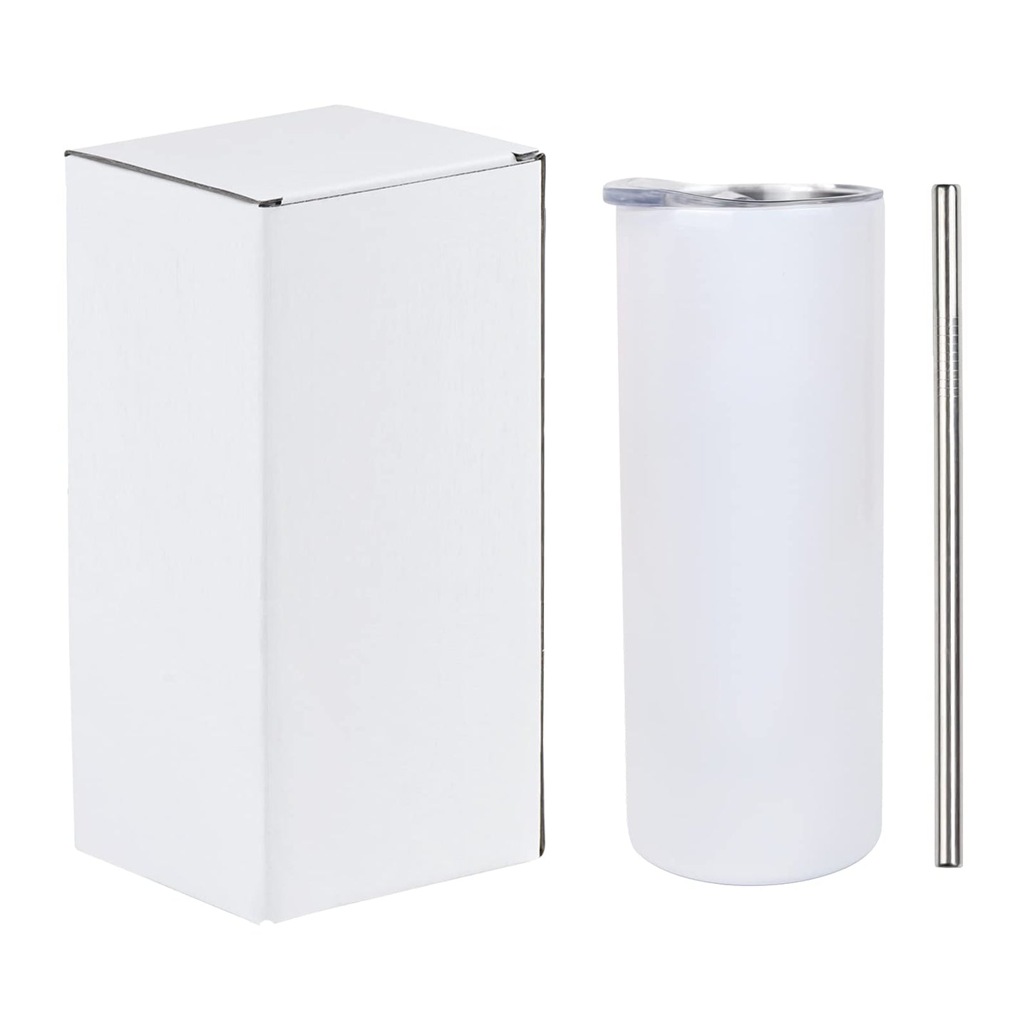 MAIKESUB Sublimation Tumbler 20oz Skinny Straight, 4 Pack White Triple-Wall Vacuum Insulated Tumblers for Heat Press Printing