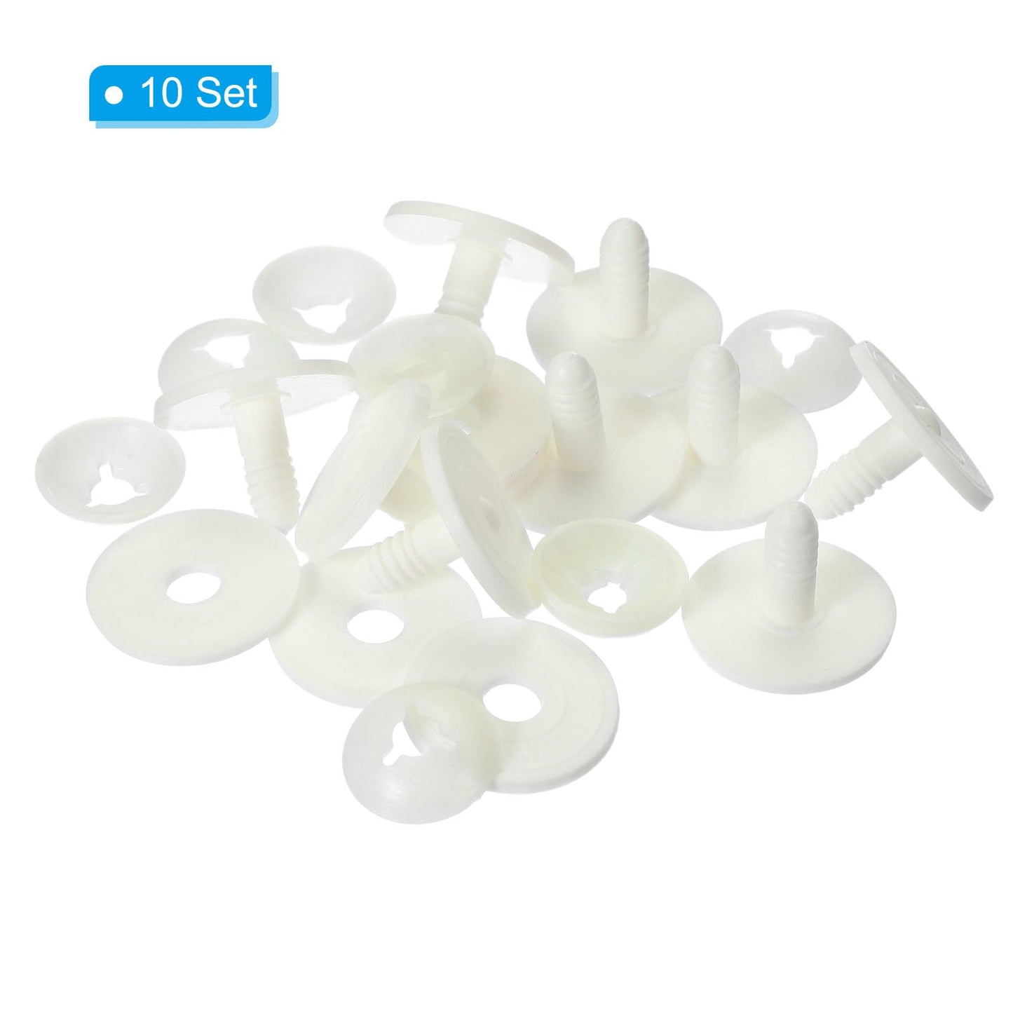 PATIKIL 45mm Doll Joints, 10 Set Plastic Removable Animal Joints Connector Engage Bolt for Bear Soft Limbs Making Head Joints DIY Crafts Accessories, White