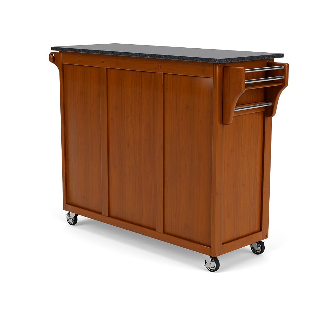Home Styles Create-a-Cart Cottage Oak Kitchen Cart with Black Granite Top, with Solid Wood Construction, Adjustable Shelves, Towel Bar, Locking Casters, and Spice Rack