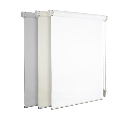 No Drill No Tools 100% Blackout Roller Shade | UV Protection | Easy-Care Fabric | Roller Blind for Windows & Doors | Pull Down Window Shade - White (60.5" W x 75" H)