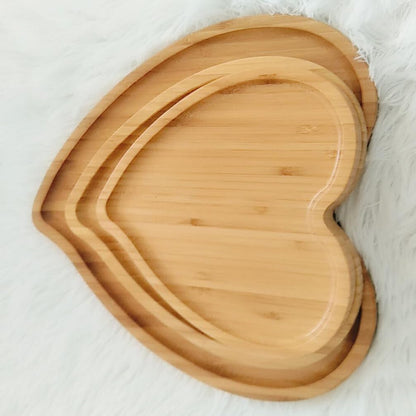PRETYZOOM Heart Shaped Cutting Board, 2pcs Bamboo Serving Board for Valentines Day Cheese Platter Tray