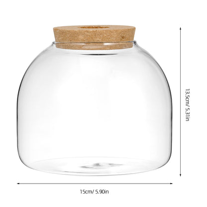 iplusmile Glass Plant Terrarium Jar, Tabletop Succulent Bubble Planter with Cork Lid, Open Mouth Round Fish Bowl Vase Sealed Glass Bottles Vial for Home Decor