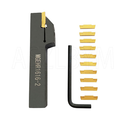 ASZLBYM Lathe Grooving Tool Holder Grooving Cut-Off Tool Holder MGEHR1616-2 With 11pcs MGMN200-G Indexable Carbide Grooving Inserts