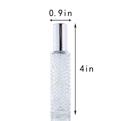 YU FENG 12pcs Perfume Bottles Empty Clear Glass Atomizer Spray Bottles Empty Refillable for Perfume Essential Oil,Packed with Funnels Pipettes Dispensers Engraved Taj Mahal Style（13ml）