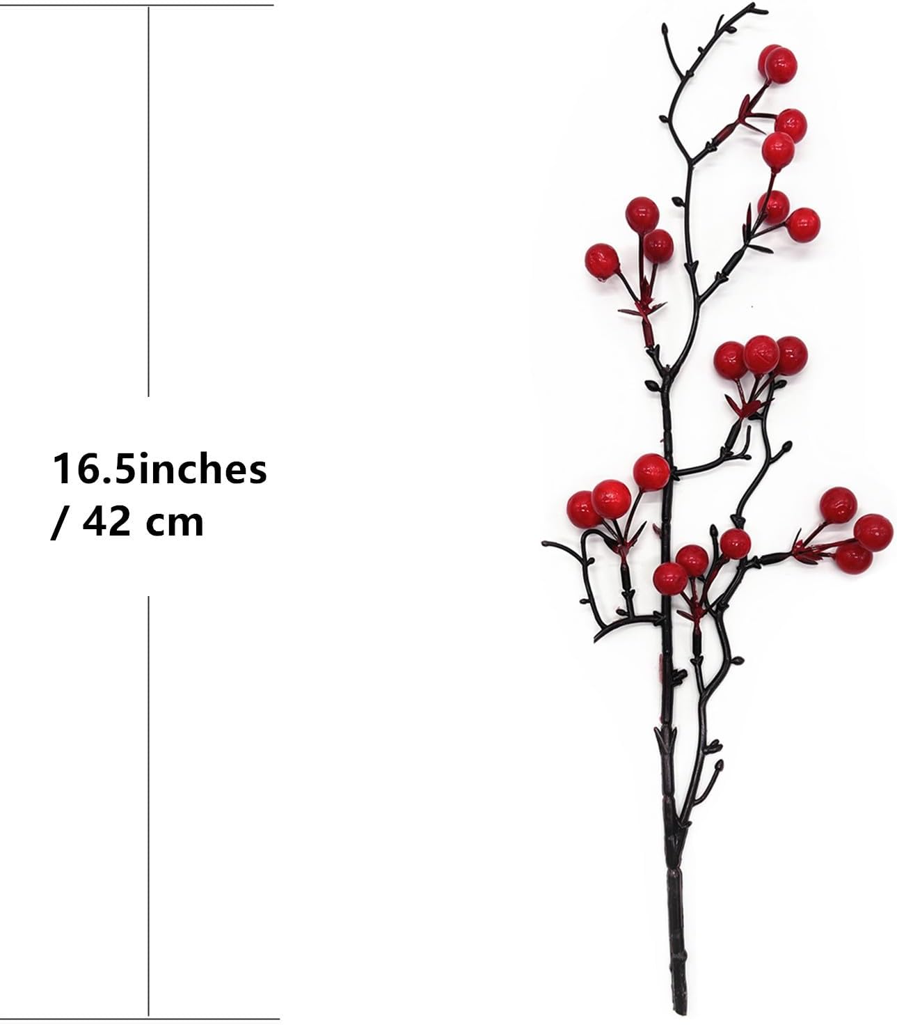 16.5" 4 Pack Artificial Red Berry Stems, Fake Holly Berries Branches Picks Faux Twig Plant Bouquet of Flowers Decor
