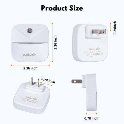 LED Night Lights Plug into Wall with Dusk-to-Dawn Sensor, Automatically Turn on and Off,Night Light for Kids,Bedroom,Bathroom,Stairs, White, 6 Packs