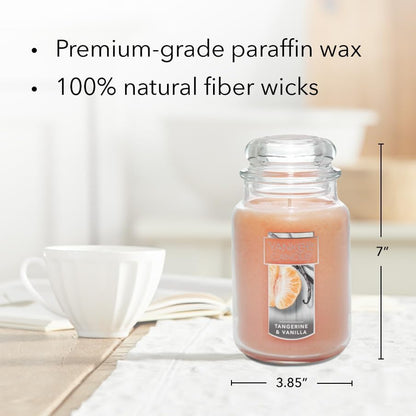 Yankee Candle Tangerine & Vanilla Scented Classic 22oz Large Jar Candle, Over 110 Hours Burn Time