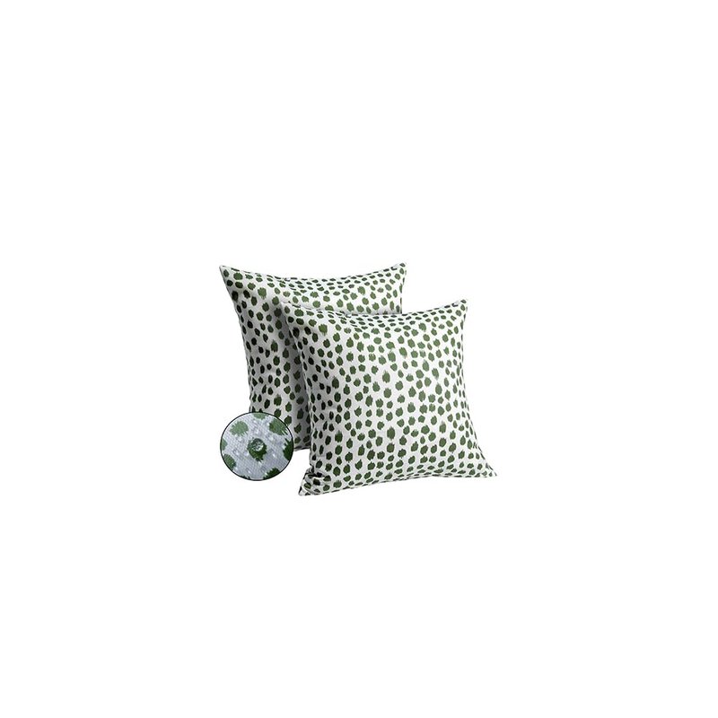 Outdoor Pillow Covers 18x18 Set of 2 Boho Design Navy Dark Green Polka Dot Decorations Pillows Spring Summer Outdoor Waterproof Patio Furniture Porch Sofa Bed Cushion Covers Home Decor JB001-L18