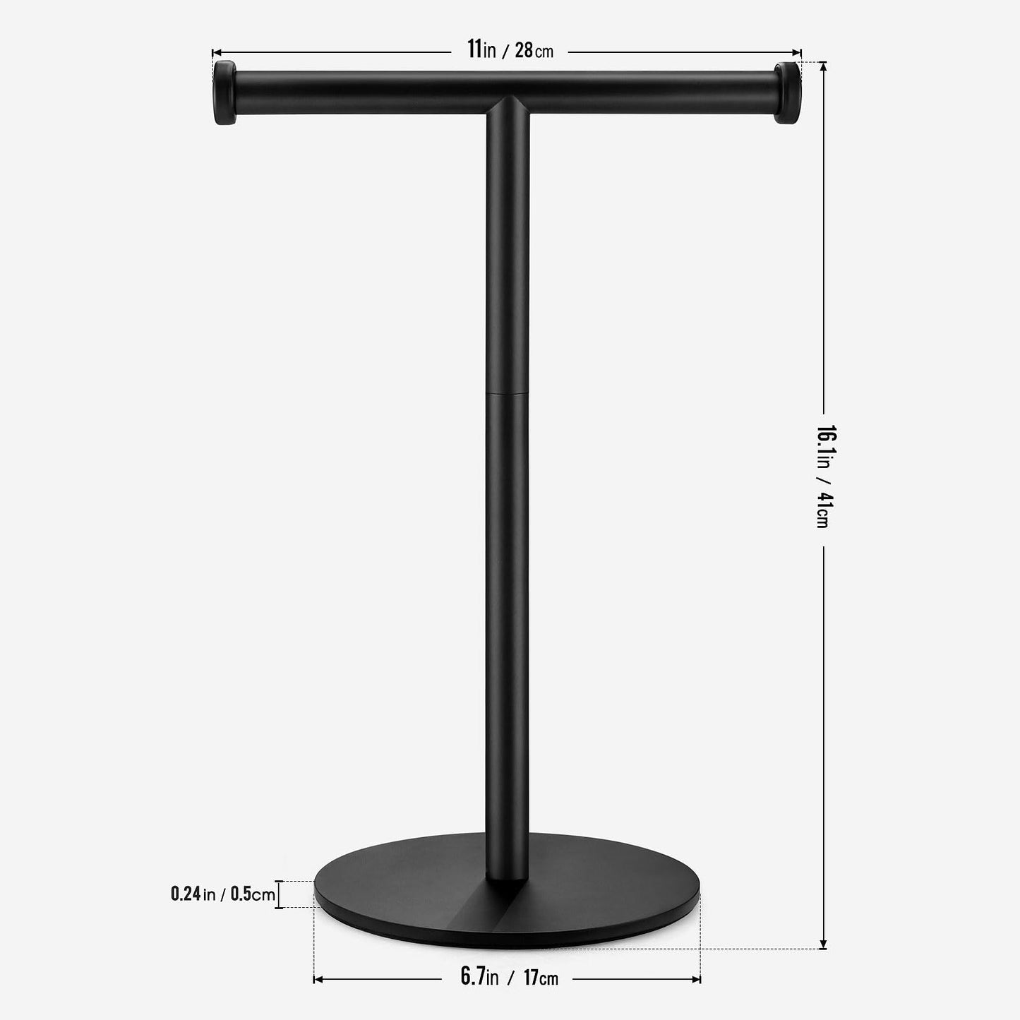 Hand Towel Holder, Matte Black Bathroom Towel Racks, Countertop Towel Stand, T-Shape Towel Holder for Bathroom Kitchen, Size 11" L x 6.7" W x 16.1" H