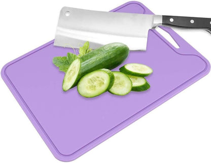 Food Grade Silicone Flexible Cutting Board, Purple Chopping Board for Home Kitchen Use