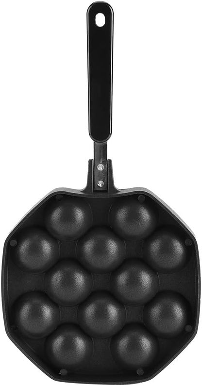 Iwatani Takoyaki Grill Pan, Large Octopus Ball Pan, 12 Cavities Non-Stick Aluminum, Big Takoyaki Maker