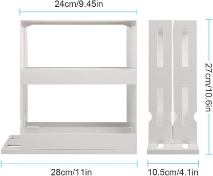INFILM 2 Tier Spice Rack, Multifunctional Rotating Cupboard Organizer, Swivel Storage Shelf
