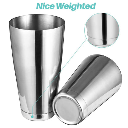 Etens Cocktail Shaker Tins Set Stainless Steel, Pro Bar Style Boston Shakers Bartending, Two Piece Martini Shaker Cup Drink Mixer for Bartender – Silver Bar Tools Weighted Metal Shaking Tin