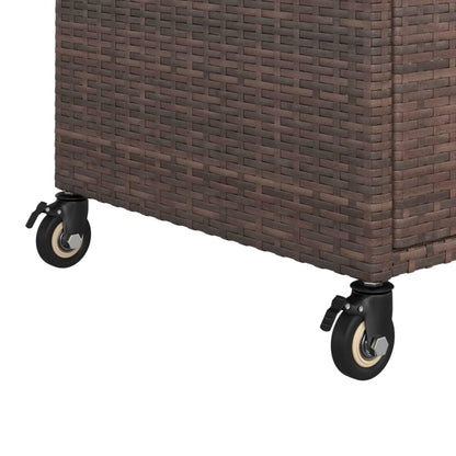 TUERYAFEK Brown Poly Rattan Bar Cart with Drawer, 39.4"x17.7"x38.2", Rolling Serving Trolley with Locking Castors