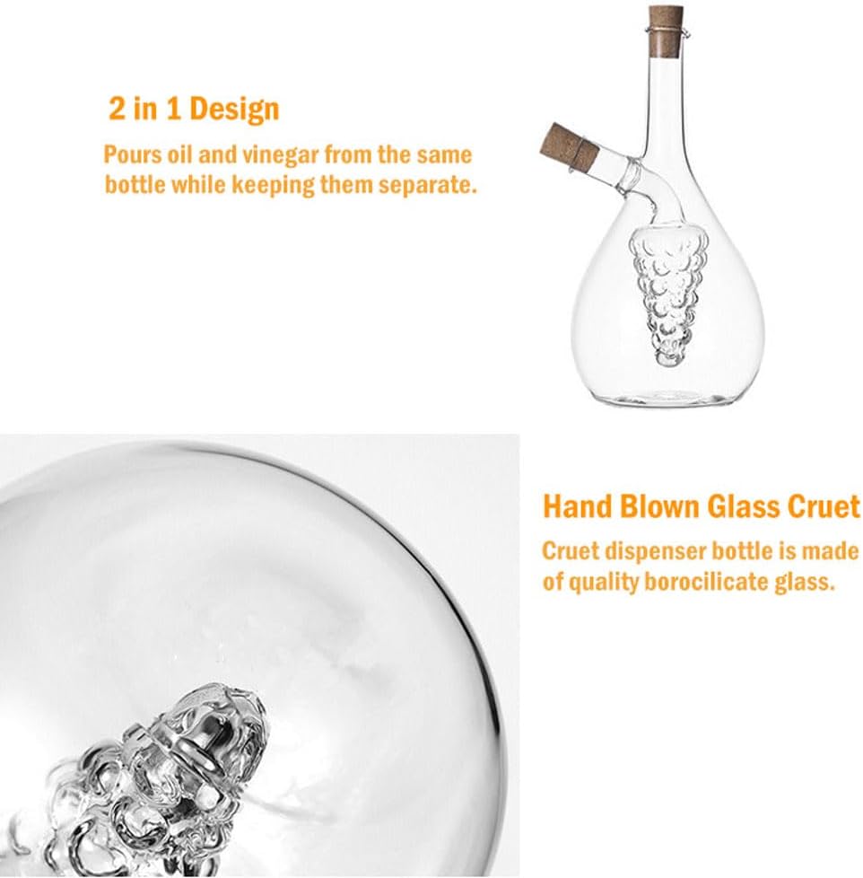 2 1 Oil and Vinegar Dispenser, in Glass Olive Oil and Vinegar Cruet Dispenser Bottle, Kitchen Olive Soy Sauce Dispenser