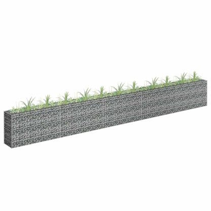 Tmriohed Galvanized Steel Large Gabion Raised Planter 177 x 177 x 24 in Silver Rectangular Outdoor Garden Box for Patio, Lawn & Modern Landscape Decor