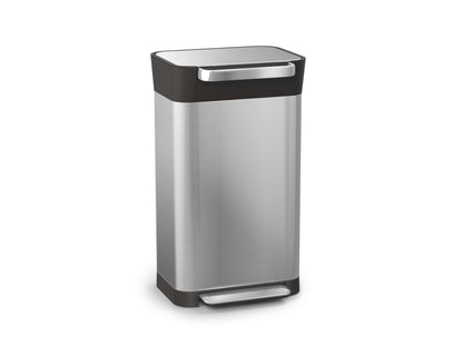 Joseph Joseph Intelligent Waste Titan Trash Can Compactor with Odor Filter, Compacts up to 3x trash, 30L/7.9 Gallons, Stainless Steel