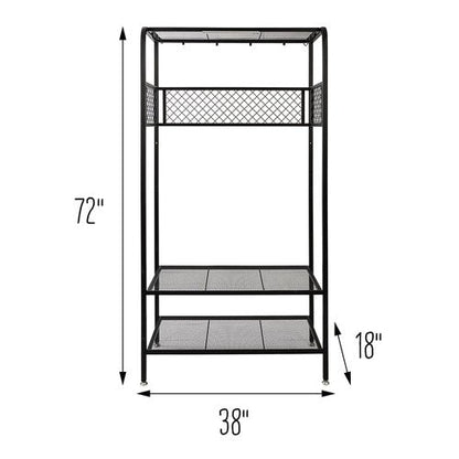 Honey-Can-Do Garage Entryway Storage Unit With Light, Hooks and Clothes-Hanging Bar, Black SHF-09842 Black