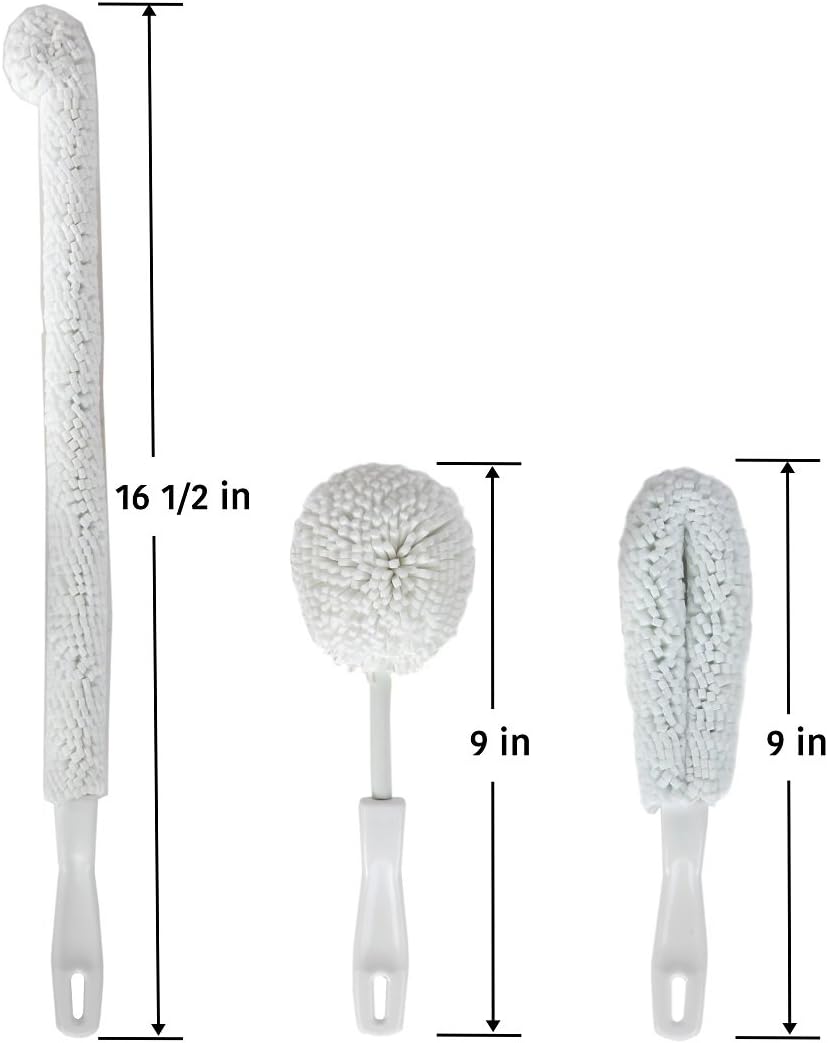 Lily's Home Decanter Cleaning Brush Set, Glassware Cleaning Brushes for Hard to Reach Areas, Set of 3