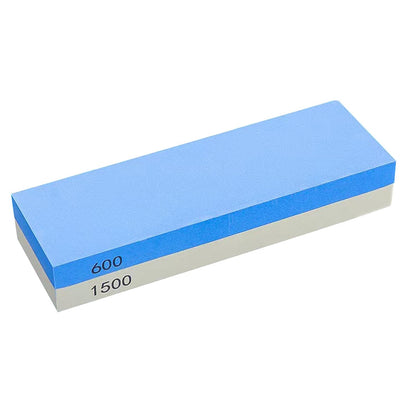 Knife Sharpening Wet Stone Dual Sided 600/1500 Grit Blue & Yellow Whetstone Sharpening Stone with Non-Slip Rubber Base for Kitchen, Hunting, and Pocket Knives or Blades 600/1500Mesh