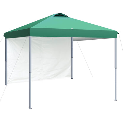 SlowSnail 10x10 Pop Up Canopy Tent with 1 Removable Sidewall, Upgraded Durable Outdoor Instant Sun Shade Canopy, Green - Bonus 4 Weight Bags, 4 Stakes, 4 Guylines, 1 Roller Bag