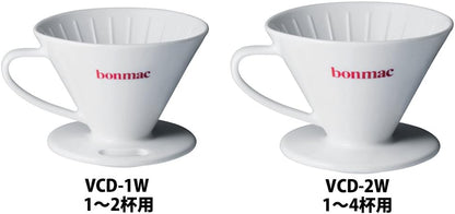 VCD-2W #897182 Coffee Dripper, Conical V-Shaped Porcelain for 1-4 Cups