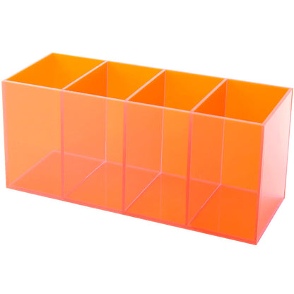 HappyDino Pen Holder for Desk Neon Acrylic Pencil Holder Cup Makeup Brush Storage Organizer for Vanity, Neon Orange