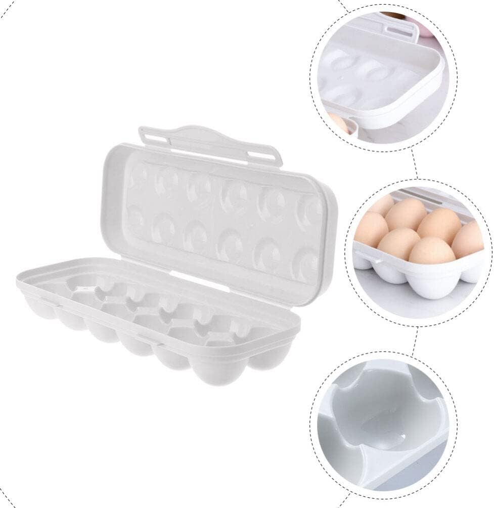 Egg Holder Container, 12 Grids Plastic Egg Storage Box, Shockproof Refrigerator Egg Carrier for Home, Kitchen