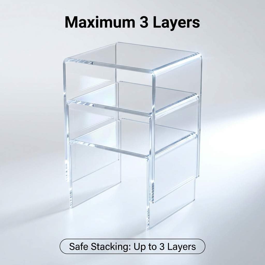 QWORK Clear Acrylic 4"x4"x4" Display Risers – 8 Pack Lightweight Stands for Cupcakes, Jewelry & Crafts