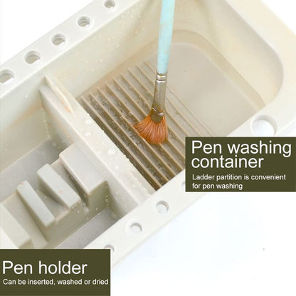 Qirvaten Paint Brush Cleaner, Paint Brush Basin with Brushes Holder, Washer,Trays, Paints Brush- Holder for Watercolor Oil Acrylic Gouache Painting，9.1 * 3.5inch