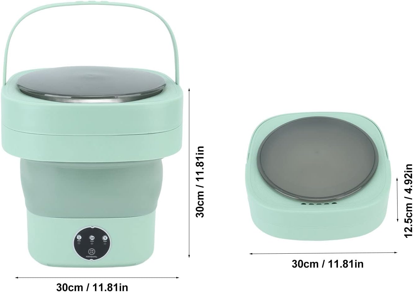 TOPINCN Automatic Portable Foldable Washing Machine, Mini ABS US Plug 100-240V for Travel (Green)
