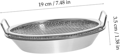 Mesh Drain Pan Set - Barbeque Grill Plate and Vegetable Drainer for Smokeless Roasting and Steaming